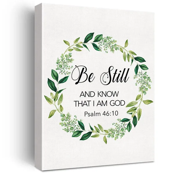 Multicolor_Christian_Canvas_Wall_Art_Motivational_Be_Still_And_Know_That_I_Am_God_Psalm_46:10_Canvas_Print_Positive_Scripture_Bible_Verse_Painting_Home_Wall_Decor_Framed_Nursery_Gift_12_X_16_Inch