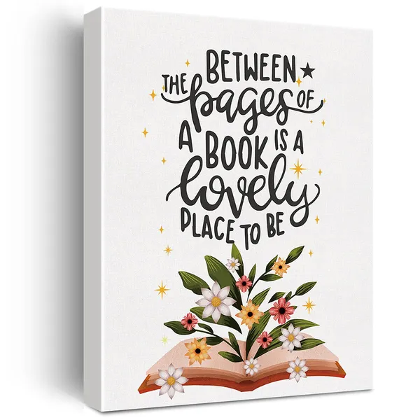 Multicolor_Book_Quote_Canvas_Wall_Art_Motivational_Between_The_Pages_Of_A_Book_Is_A_Lovely_Place_To_Be_Canvas_Print_Reading_Painting_Office_Home_Wall_Decor_Framed_Book_Lovers_Gift_12_X_16_Inch
