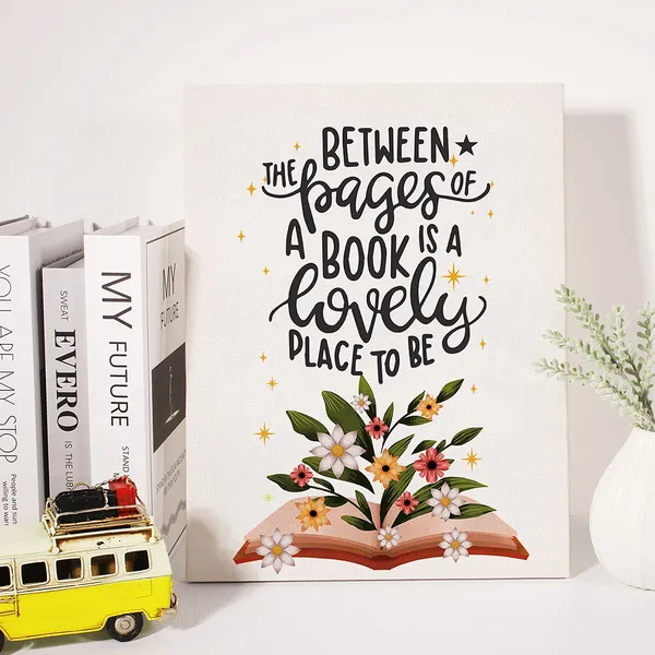 Multicolor_Book_Quote_Canvas_Wall_Art_Motivational_Between_The_Pages_Of_A_Book_Is_A_Lovely_Place_To_Be_Canvas_Print_Reading_Painting_Office_Home_Wall_Decor_Framed_Book_Lovers_Gift_12_X_16_Inch