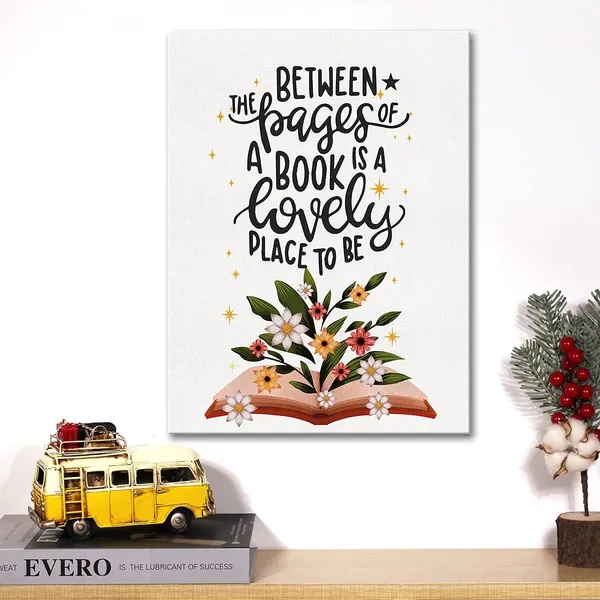 Multicolor_Book_Quote_Canvas_Wall_Art_Motivational_Between_The_Pages_Of_A_Book_Is_A_Lovely_Place_To_Be_Canvas_Print_Reading_Painting_Office_Home_Wall_Decor_Framed_Book_Lovers_Gift_12_X_16_Inch