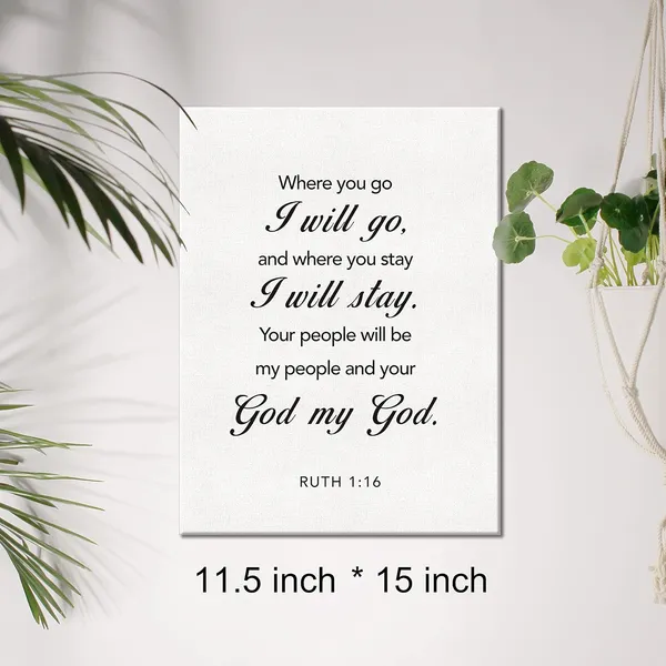 Multicolor_Christian_Canvas_Wall_Art_Wedding_Sign_Ruth_1:16_Where_You_Go_I_Will_Go_Canvas_Print_Scripture_Bible_Verse_Painting_Home_Wall_Decor_Framed_Nursery_Gift_12_X_16_Inch
