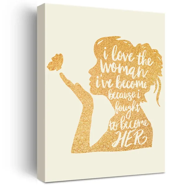 Gold_Women_Empowerment_Gold_Foil_Canvas_Wall_Art_Girl_Power_Positive_Quote_Print_Framed_Canvas_Painting_Artwork_Home_Decor_Gifts_12_X_16_Inch