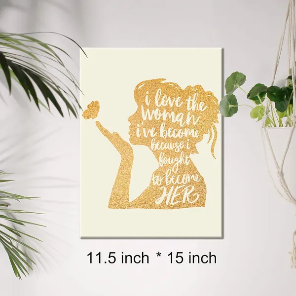 Gold_Women_Empowerment_Gold_Foil_Canvas_Wall_Art_Girl_Power_Positive_Quote_Print_Framed_Canvas_Painting_Artwork_Home_Decor_Gifts_12_X_16_Inch
