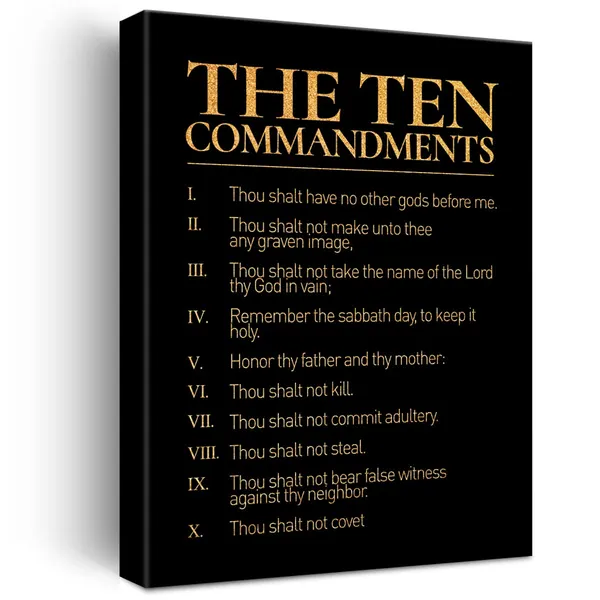 Multicolor_Inspirational_Gold_Foil_Canvas_Wall_Art_Positive_Ten_Commandment_Quotes_Print_Framed_Canvas_Painting_Artwork_Home_Decor_Gifts_12_X_16_Inch