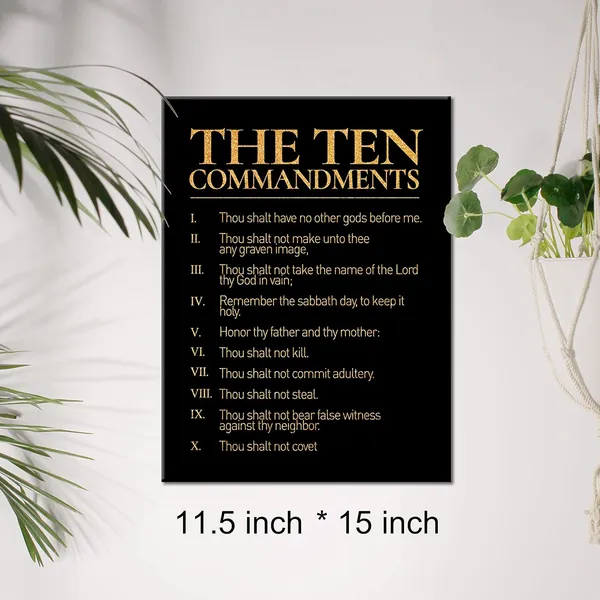 Multicolor_Inspirational_Gold_Foil_Canvas_Wall_Art_Positive_Ten_Commandment_Quotes_Print_Framed_Canvas_Painting_Artwork_Home_Decor_Gifts_12_X_16_Inch