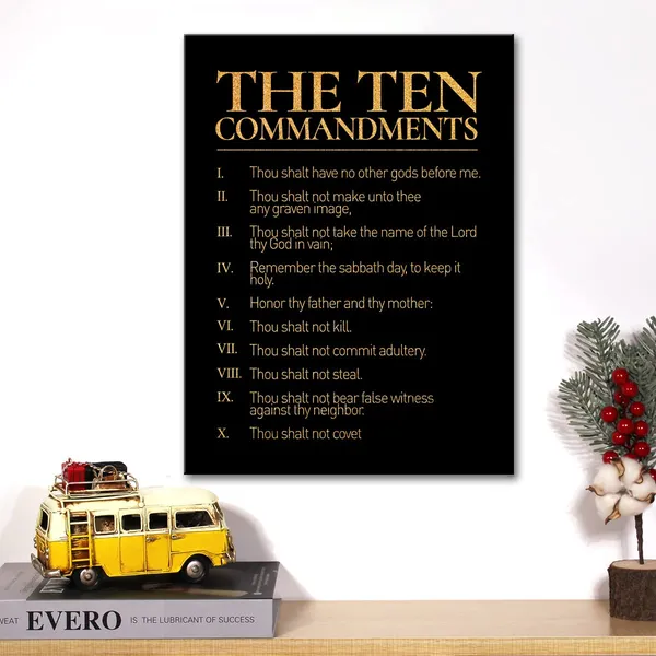 Multicolor_Inspirational_Gold_Foil_Canvas_Wall_Art_Positive_Ten_Commandment_Quotes_Print_Framed_Canvas_Painting_Artwork_Home_Decor_Gifts_12_X_16_Inch