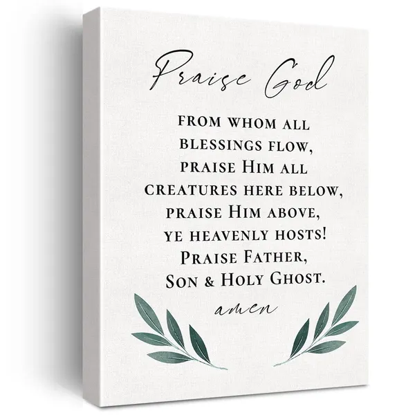 Multicolor_Christian_Canvas_Wall_Art_Motivational_Praise_God_From_Whom_All_Blessings_Flow_Canvas_Print_Positive_Scripture_Bible_Verse_Painting_Home_Wall_Decor_Framed_12_X_16_Inch