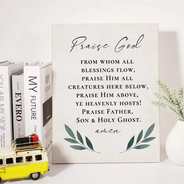 Multicolor_Christian_Canvas_Wall_Art_Motivational_Praise_God_From_Whom_All_Blessings_Flow_Canvas_Print_Positive_Scripture_Bible_Verse_Painting_Home_Wall_Decor_Framed_12_X_16_Inch