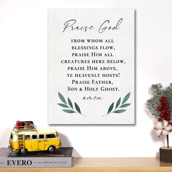 Multicolor_Christian_Canvas_Wall_Art_Motivational_Praise_God_From_Whom_All_Blessings_Flow_Canvas_Print_Positive_Scripture_Bible_Verse_Painting_Home_Wall_Decor_Framed_12_X_16_Inch