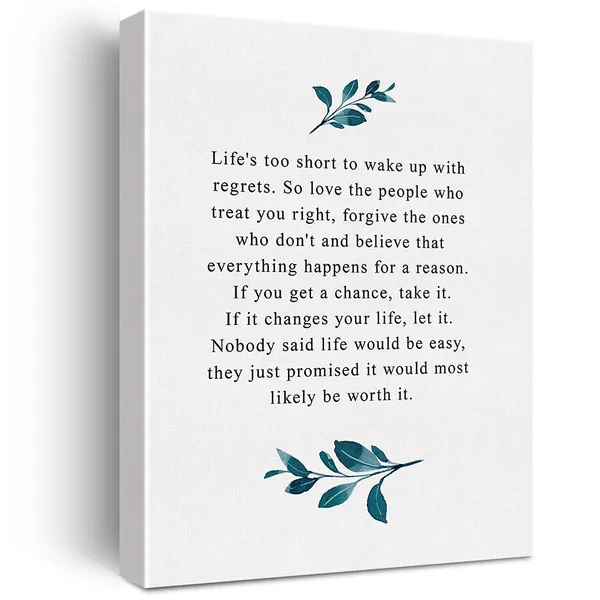 Multicolor_Inspirational_Canvas_Wall_Art_Motivational_Life_Is_Too_Short_To_Wake_Up_With_Regrets_Quote_Canvas_Print_Positive_Life_Sayings_Canvas_Painting_Office_Home_Wall_Decor_Framed_Gift_12_X_16_Inch