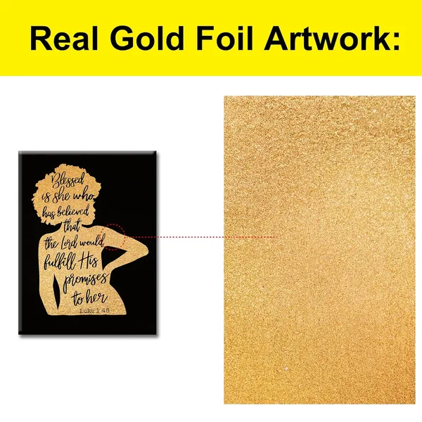 Multicolor_Black_Woman_Canvas_Wall_Art_Motivational_Luke_1:45_Christian_Gold_Foil_Art_Print_Framed_Canvas_Painting_Artwork_Home_Decor_Religious_Gifts_12_X_16_Inch