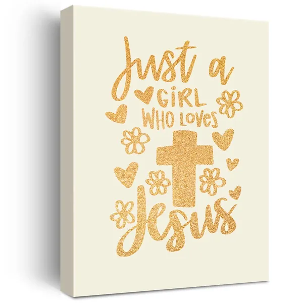 Multicolor_Christian_Gold_Foil_Canvas_Wall_Art_Motivational_Just_A_Girl_Who_Loves_Jesus_Quote_Print_Framed_Canvas_Painting_Artwork_Home_Decor_Gifts_12_X_16_Inch