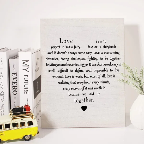 Multicolor_Inspirational_Love_Isnt_Perfect_Quote_Canvas_Wall_Art_Rustic_Canvas_Print_Positive_Bible_Poster_Painting_Wall_Decor_Framed_Wedding_Shower_Bridal_Shower_Gift_12_X_16_Inch