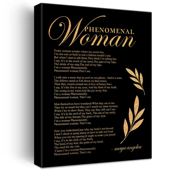 Multicolor_Inspirational_Gold_Foil_Canvas_Wall_Art_Positive_Phenomenal_Woman_Maya_Angelou_Quotes_Print_Framed_Canvas_Painting_Artwork_Home_Decor_Gifts_12_X_16_Inch