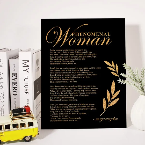Multicolor_Inspirational_Gold_Foil_Canvas_Wall_Art_Positive_Phenomenal_Woman_Maya_Angelou_Quotes_Print_Framed_Canvas_Painting_Artwork_Home_Decor_Gifts_12_X_16_Inch
