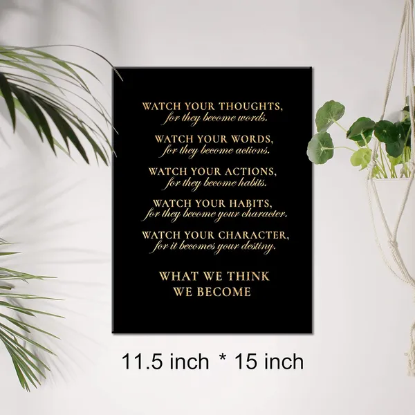 Multicolor_Inspirational_Gold_Foil_Canvas_Wall_Art_Motivational_Watch_Your_Thoughts_Print_Framed_Canvas_Painting_Artwork_Home_Decor_Gifts_12_X_16_Inch
