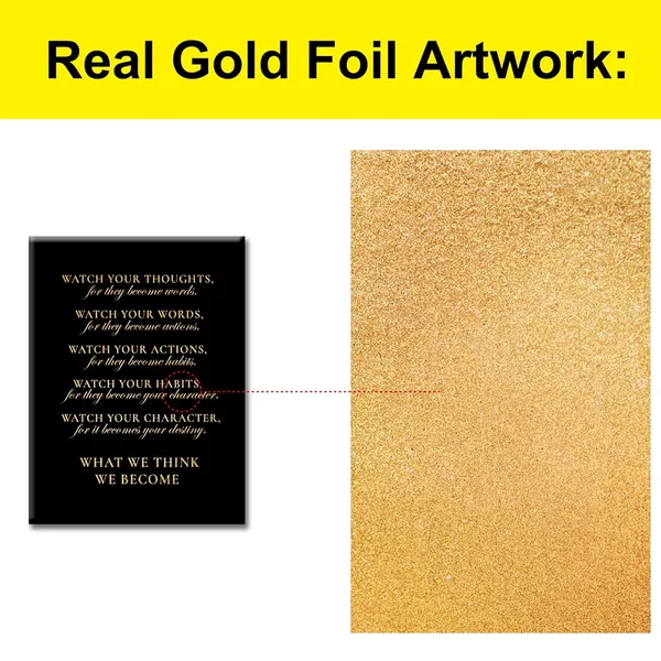 Multicolor_Inspirational_Gold_Foil_Canvas_Wall_Art_Motivational_Watch_Your_Thoughts_Print_Framed_Canvas_Painting_Artwork_Home_Decor_Gifts_12_X_16_Inch