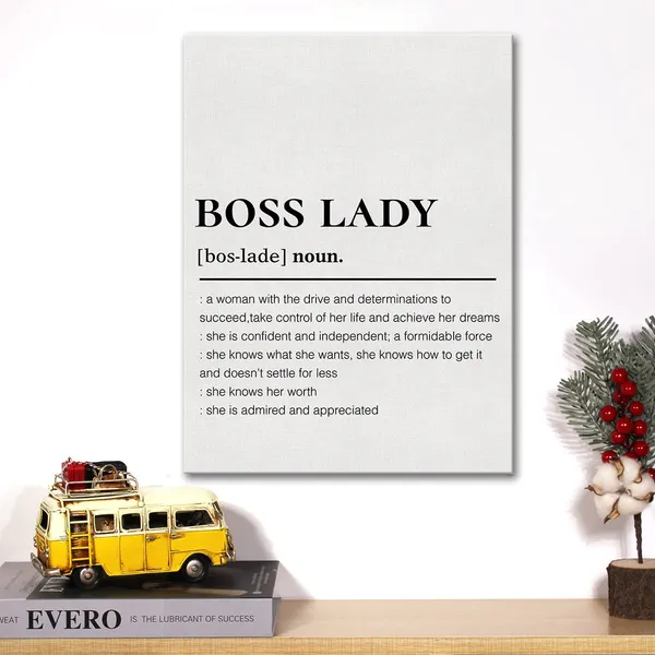Multicolor_Boss_Lady_Canvas_Wall_Art_Motivational_Girl_Boss_Definition_Canvas_Print_Painting_Office_Home_Wall_Decor_Framed_Mentor_Gift_12_X_16_Inch