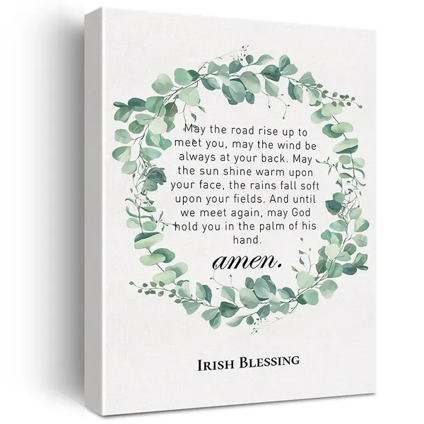 Multicolor_Christian_Canvas_Wall_Art_May_The_Road_Rise_Up_To_Meet_You_Irish_Blessing_Canvas_Print_Positive_Scripture_Canvas_Painting_Home_Bedroom_Wall_Decor_Framed_Wedding_Gift_12_X_16_Inch