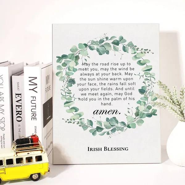 Multicolor_Christian_Canvas_Wall_Art_May_The_Road_Rise_Up_To_Meet_You_Irish_Blessing_Canvas_Print_Positive_Scripture_Canvas_Painting_Home_Bedroom_Wall_Decor_Framed_Wedding_Gift_12_X_16_Inch