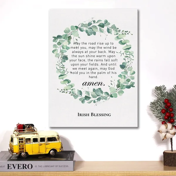 Multicolor_Christian_Canvas_Wall_Art_May_The_Road_Rise_Up_To_Meet_You_Irish_Blessing_Canvas_Print_Positive_Scripture_Canvas_Painting_Home_Bedroom_Wall_Decor_Framed_Wedding_Gift_12_X_16_Inch