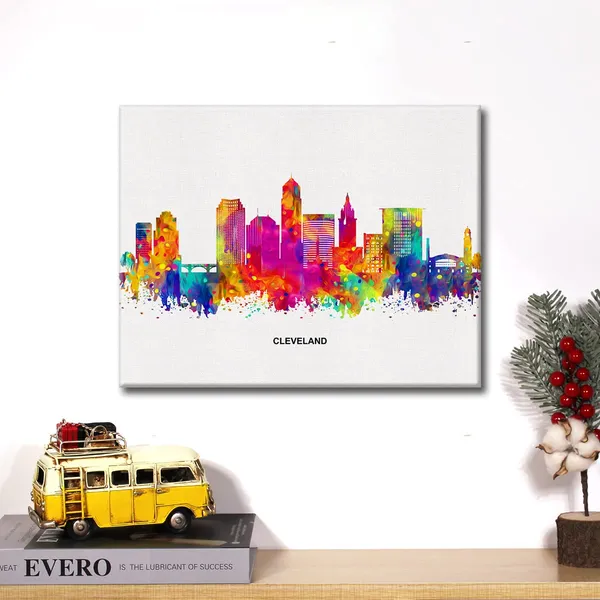 Multicolor_Cityscape_Art_Canvas_Wall_Art_Modern_Abstract_Colorful_Cleveland_Skyline_Canvas_Print_Cleveland_Ohio_Painting_Office_Home_Wall_Decor_Framed_Gift_12_X_16_Inch