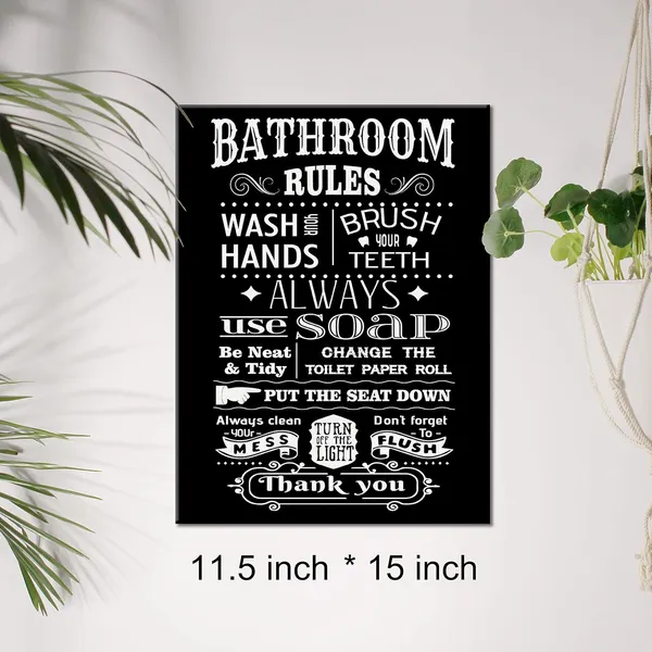 Multicolor_Bathroom_Rules_Quote_Canvas_Wall_Art_Bathroom_Wash_Hands_Canvas_Print_Painting_Toilet_Wc_Wall_Decor_Framed_Gift_12_X_16_Inch