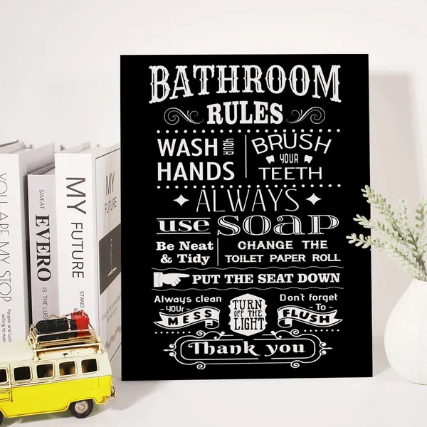 Multicolor_Bathroom_Rules_Quote_Canvas_Wall_Art_Bathroom_Wash_Hands_Canvas_Print_Painting_Toilet_Wc_Wall_Decor_Framed_Gift_12_X_16_Inch