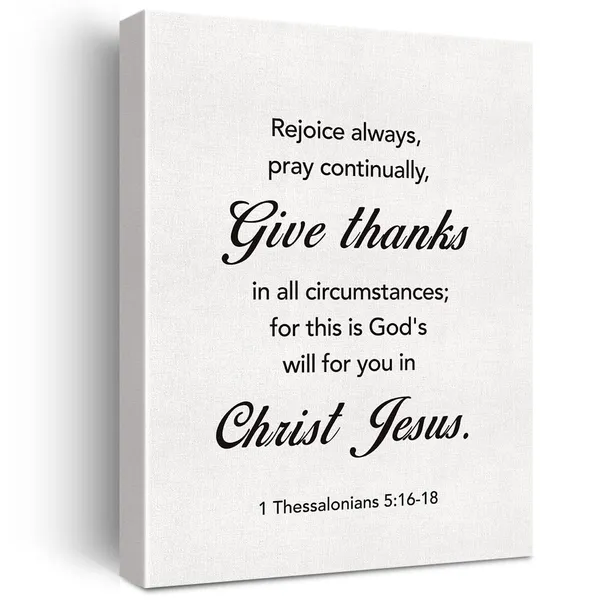 Multicolor_Christian_Canvas_Wall_Art_Motivational_1_Thessalonians_5:16-18_Canvas_Print_Scripture_Bible_Verse_Painting_Home_Wall_Decor_Framed_Thanksgiving_Gift_12_X_16_Inch