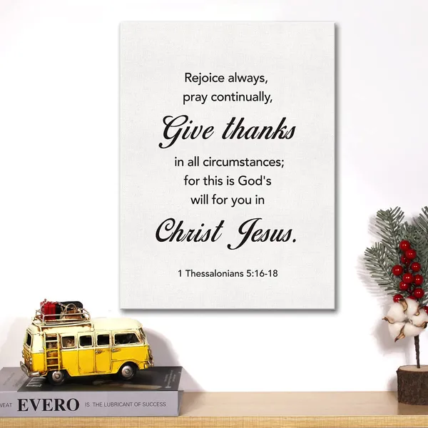 Multicolor_Christian_Canvas_Wall_Art_Motivational_1_Thessalonians_5:16-18_Canvas_Print_Scripture_Bible_Verse_Painting_Home_Wall_Decor_Framed_Thanksgiving_Gift_12_X_16_Inch