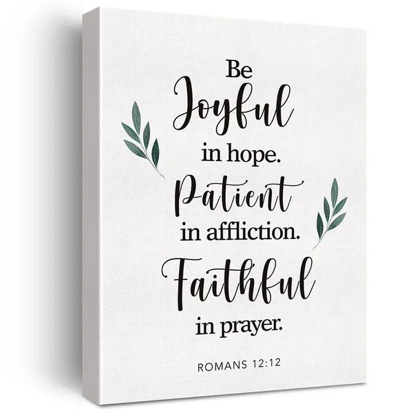 Multicolor_Christian_Canvas_Wall_Art_Motivational_Be_Joyful_In_Hope_Romans_12:12_Canvas_Print_Scripture_Bible_Verse_Painting_Home_Wall_Decor_Framed_Gift_12_X_16_Inch