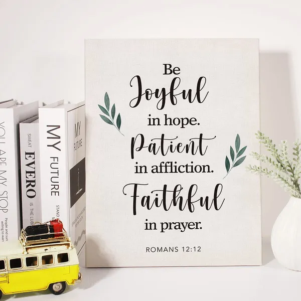 Multicolor_Christian_Canvas_Wall_Art_Motivational_Be_Joyful_In_Hope_Romans_12:12_Canvas_Print_Scripture_Bible_Verse_Painting_Home_Wall_Decor_Framed_Gift_12_X_16_Inch