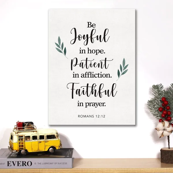 Multicolor_Christian_Canvas_Wall_Art_Motivational_Be_Joyful_In_Hope_Romans_12:12_Canvas_Print_Scripture_Bible_Verse_Painting_Home_Wall_Decor_Framed_Gift_12_X_16_Inch