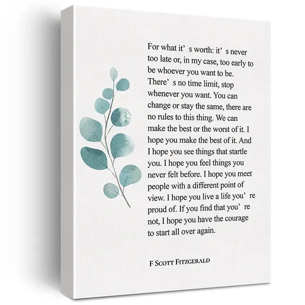 Multicolor_Inspirational_Canvas_Wall_Art_Motivational_F_Scott_Fitzgerald_|_For_What_It'S_Worth_Quote_Canvas_Print_Positive_Canvas_Painting_Office_Home_Wall_Decor_Framed_Gift_12_X_16_Inch