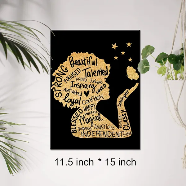 Multicolor_Powerful_Afro_Woman_Canvas_Wall_Art_Motivational_Black_Girl_Afro_Praying_Gold_Foil_Art_Print_Framed_Canvas_Painting_Artwork_Home_Decor_Gifts_12_X_16_Inch