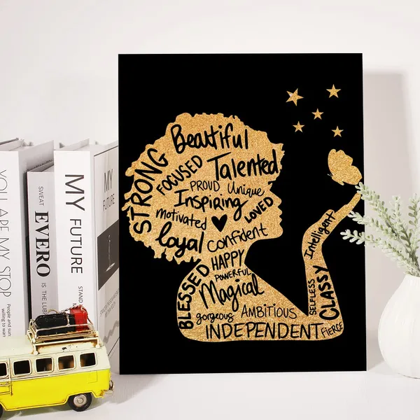 Multicolor_Powerful_Afro_Woman_Canvas_Wall_Art_Motivational_Black_Girl_Afro_Praying_Gold_Foil_Art_Print_Framed_Canvas_Painting_Artwork_Home_Decor_Gifts_12_X_16_Inch