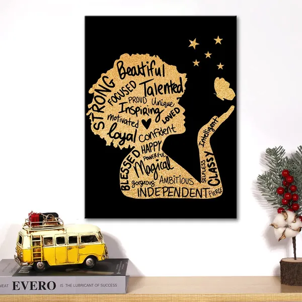 Multicolor_Powerful_Afro_Woman_Canvas_Wall_Art_Motivational_Black_Girl_Afro_Praying_Gold_Foil_Art_Print_Framed_Canvas_Painting_Artwork_Home_Decor_Gifts_12_X_16_Inch