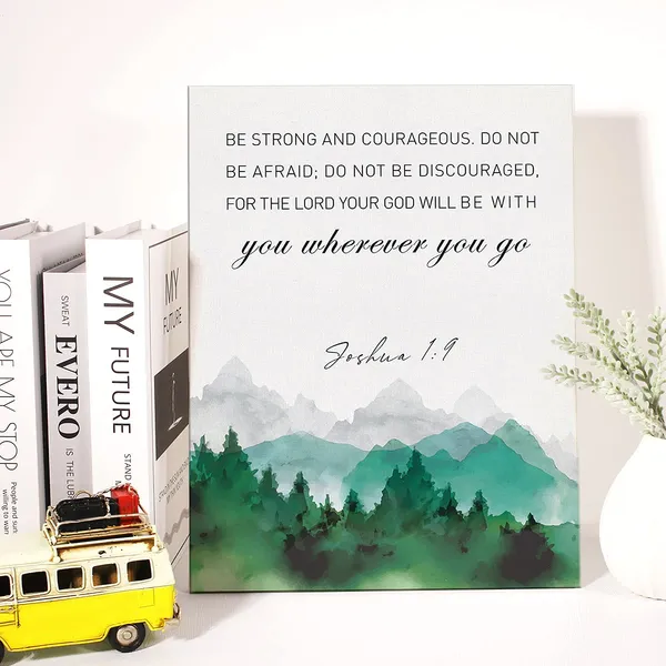 Multicolor_Christian_Canvas_Wall_Art_Joshua_1:9_Be_Strong_And_Courageous_Canvas_Print_Positive_Scripture_Canvas_Painting_Home_Bedroom_Wall_Decor_Framed_Gift_12_X_16_Inch
