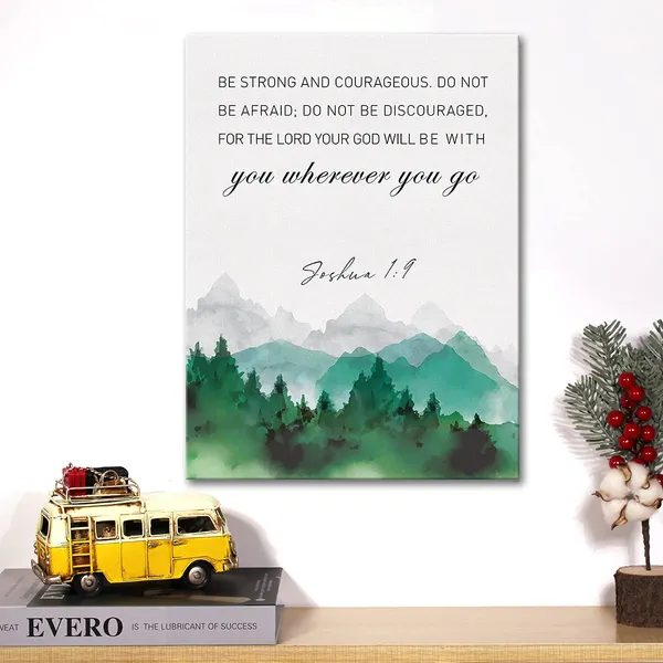 Multicolor_Christian_Canvas_Wall_Art_Joshua_1:9_Be_Strong_And_Courageous_Canvas_Print_Positive_Scripture_Canvas_Painting_Home_Bedroom_Wall_Decor_Framed_Gift_12_X_16_Inch