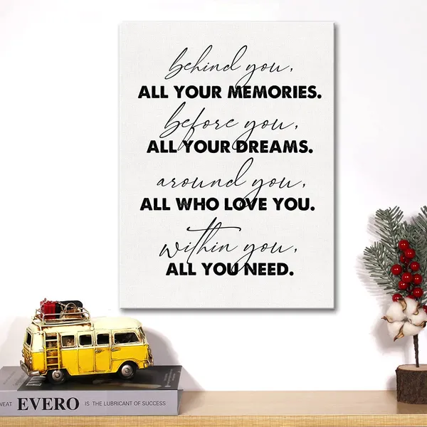 Multicolor_Inspirational_Canvas_Wall_Art_Motivational_Behind_You_All_Your_Memories_Be|_Fore_You_All_Your_Dreams_Canvas_Print_Painting_Home_Wall_Decor_Framed_Graduation_Gift_12_X_16_Inch