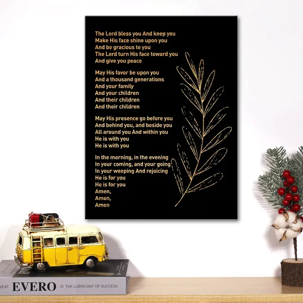 Multicolor_Inspirational_Gold_Foil_Canvas_Wall_Art_Positive_The_Blessing_Elevation_Worship_Lyrics_Print_Framed_Canvas_Painting_Artwork_Home_Decor_Gifts_12_X_16_Inch