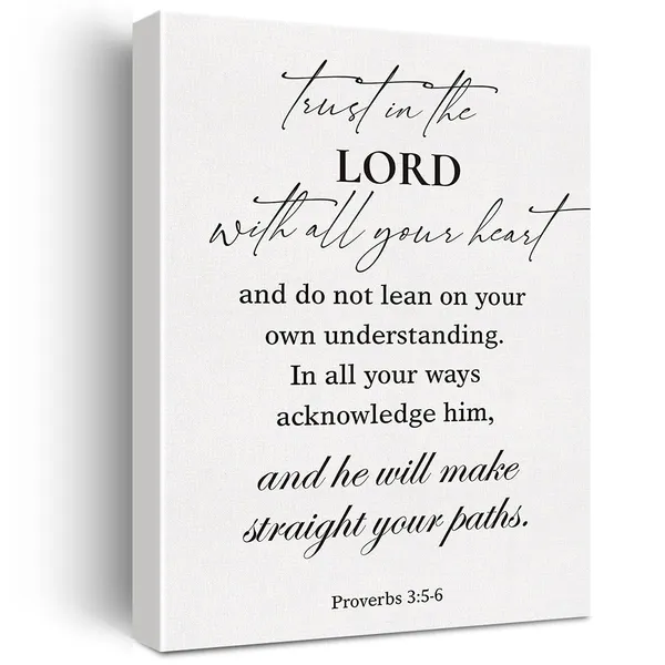 Multicolor_Christian_Canvas_Wall_Art_Trust_In_The_Lord_With_All_Your_Heart_Proverbs_3:5-6_Canvas_Print_Bible_Verse_Scripture_Canvas_Painting_Home_Wall_Decor_Framed_Gift_12_X_16_Inch