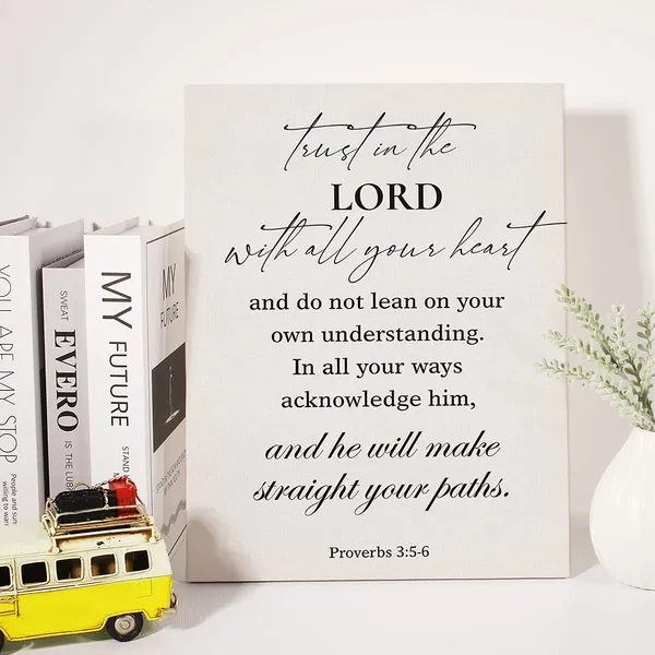 Multicolor_Christian_Canvas_Wall_Art_Trust_In_The_Lord_With_All_Your_Heart_Proverbs_3:5-6_Canvas_Print_Bible_Verse_Scripture_Canvas_Painting_Home_Wall_Decor_Framed_Gift_12_X_16_Inch