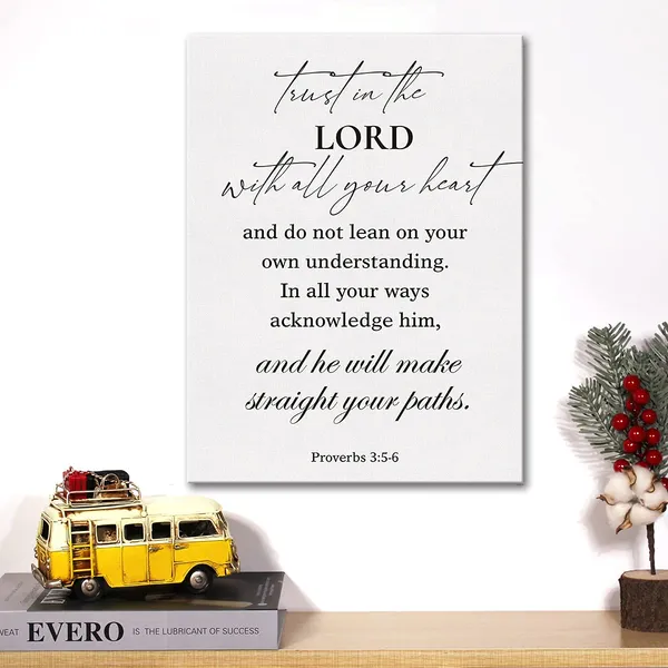 Multicolor_Christian_Canvas_Wall_Art_Trust_In_The_Lord_With_All_Your_Heart_Proverbs_3:5-6_Canvas_Print_Bible_Verse_Scripture_Canvas_Painting_Home_Wall_Decor_Framed_Gift_12_X_16_Inch