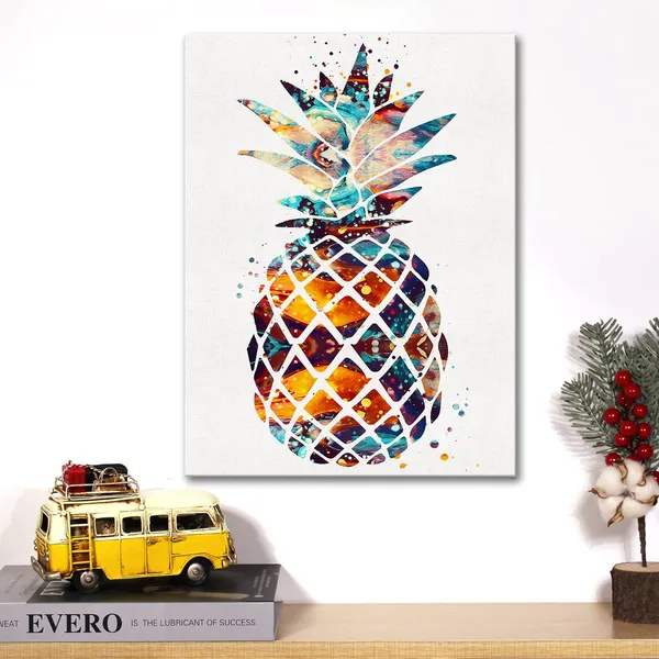 Multicolor_Watercolor_Pineapple_Canvas_Wall_Art_Fruits_Canvas_Print_Painting_Home_Kitchen_Wall_Decor_Framed_Gifts_12_X_16_Inch