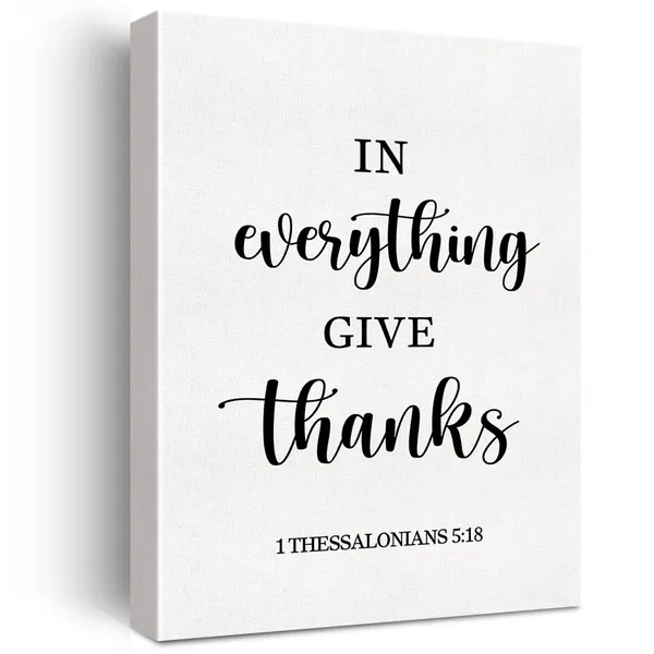 Multicolor_Christian_Canvas_Wall_Art_Motivational_1_Thessalonians_5:18_In_Everything_Give_Thanks_Canvas_Print_Scripture_Bible_Verse_Painting_Home_Wall_Decor_Framed_Thanksgiving_Gift_12_X_16_Inch