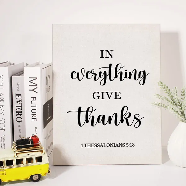 Multicolor_Christian_Canvas_Wall_Art_Motivational_1_Thessalonians_5:18_In_Everything_Give_Thanks_Canvas_Print_Scripture_Bible_Verse_Painting_Home_Wall_Decor_Framed_Thanksgiving_Gift_12_X_16_Inch