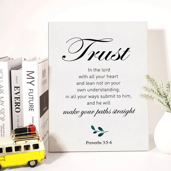Multicolor_Christian_Canvas_Wall_Art_Proverbs_3:5-6_Trust_In_The_Lord_With_All_Your_Heart_Canvas_Print_Positive_Scripture_Canvas_Painting_Home_Wall_Decor_Framed_Gift_12_X_16_Inch