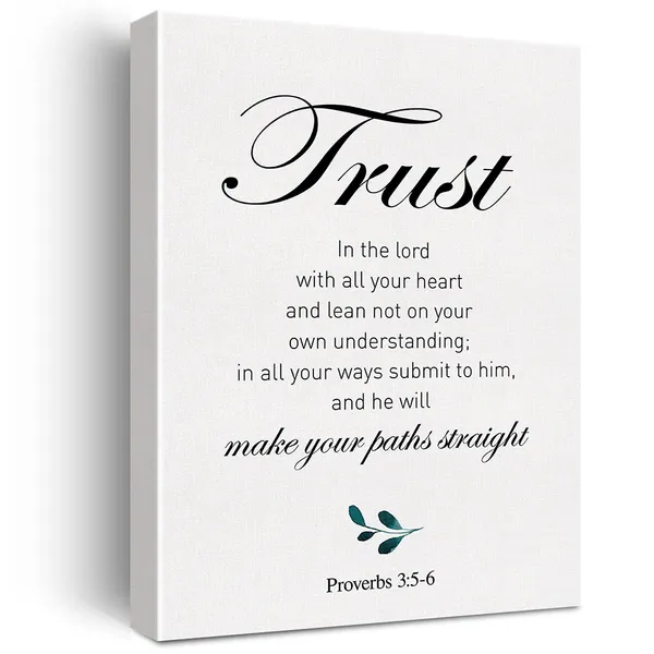 Multicolor_Christian_Canvas_Wall_Art_Proverbs_3:5-6_Trust_In_The_Lord_With_All_Your_Heart_Canvas_Print_Positive_Scripture_Canvas_Painting_Home_Wall_Decor_Framed_Gift_12_X_16_Inch