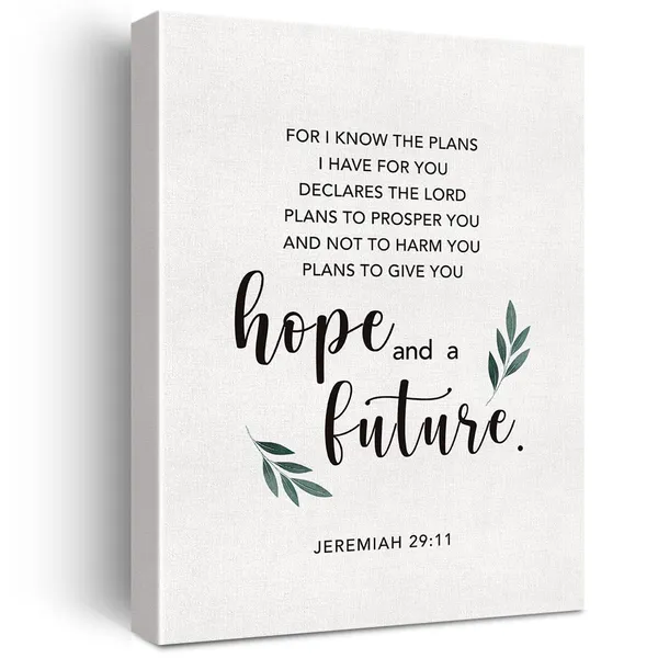 Multicolor_Christian_Canvas_Wall_Art_Motivational_Jeremiah_29:11_|_For_I_Know_The_Plans_Canvas_Print_Scripture_Bible_Verse_Painting_Home_Wall_Decor_Framed_Gift_12_X_16_Inch